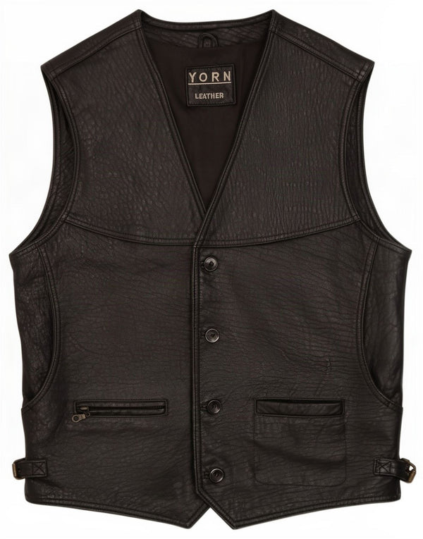 Yorn Herre Læder Gilet EU 48 Medium Sort