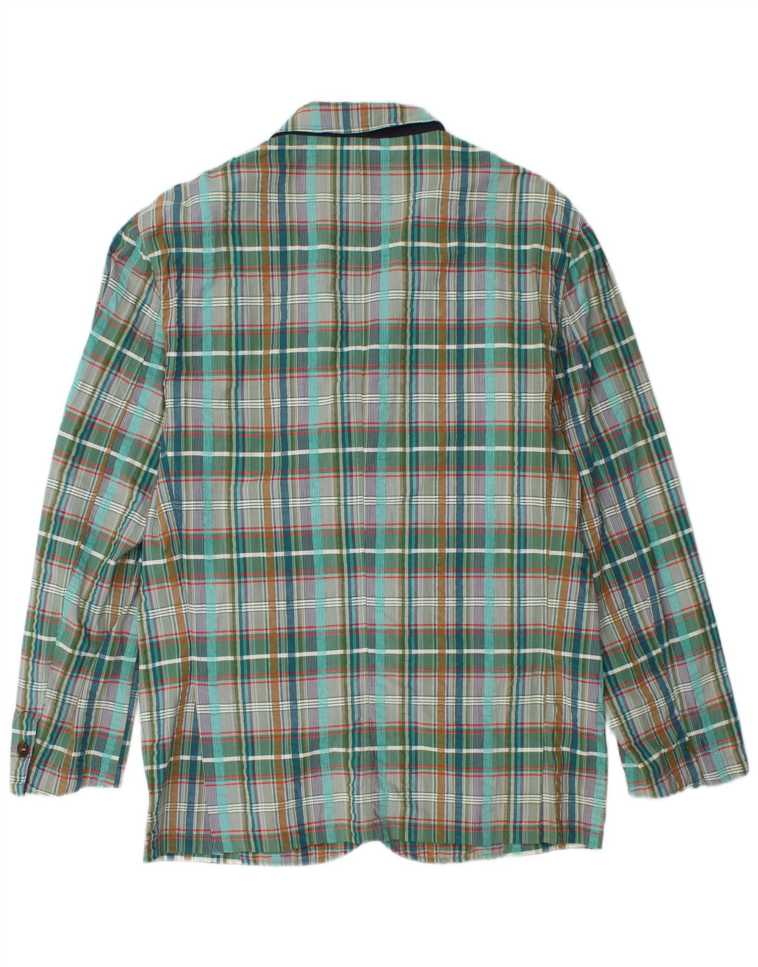 Vintage Herre 3-knaps blazerjakke IT 48 Medium Grøn Plaid Bomuld