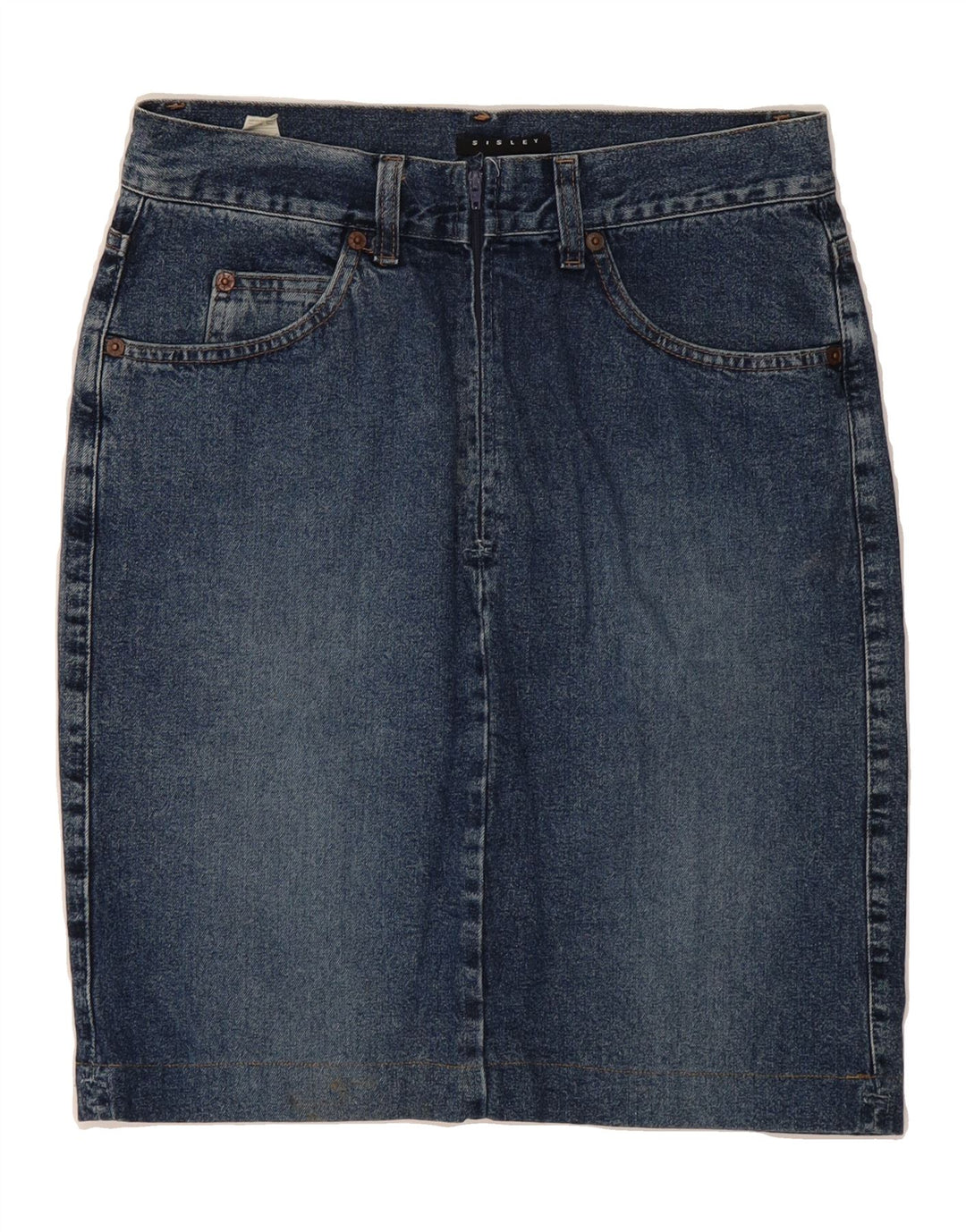 SISLEY Womens Denim Skirt IT 40 Small W28 Blue Cotton Vintage Sisley and Second-Hand Sisley from Messina Hembry 