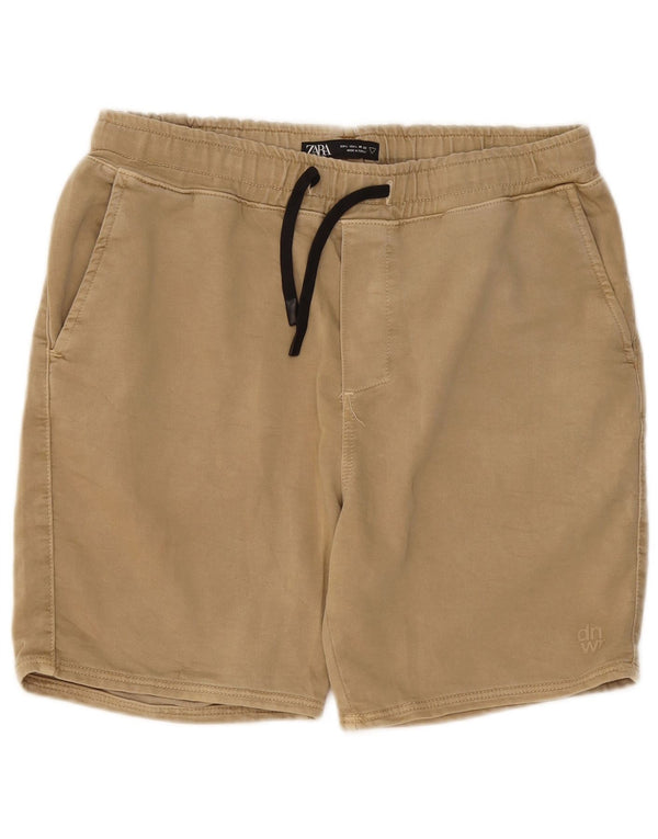Zara Herre Chino Shorts Large W32 Beige Bomuld