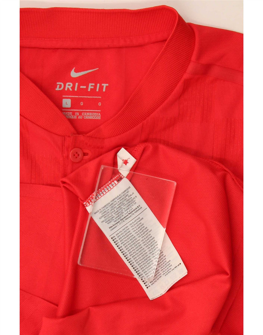 Nike Herre Dri Fit T-Shirt Top Stor Rød Polyester