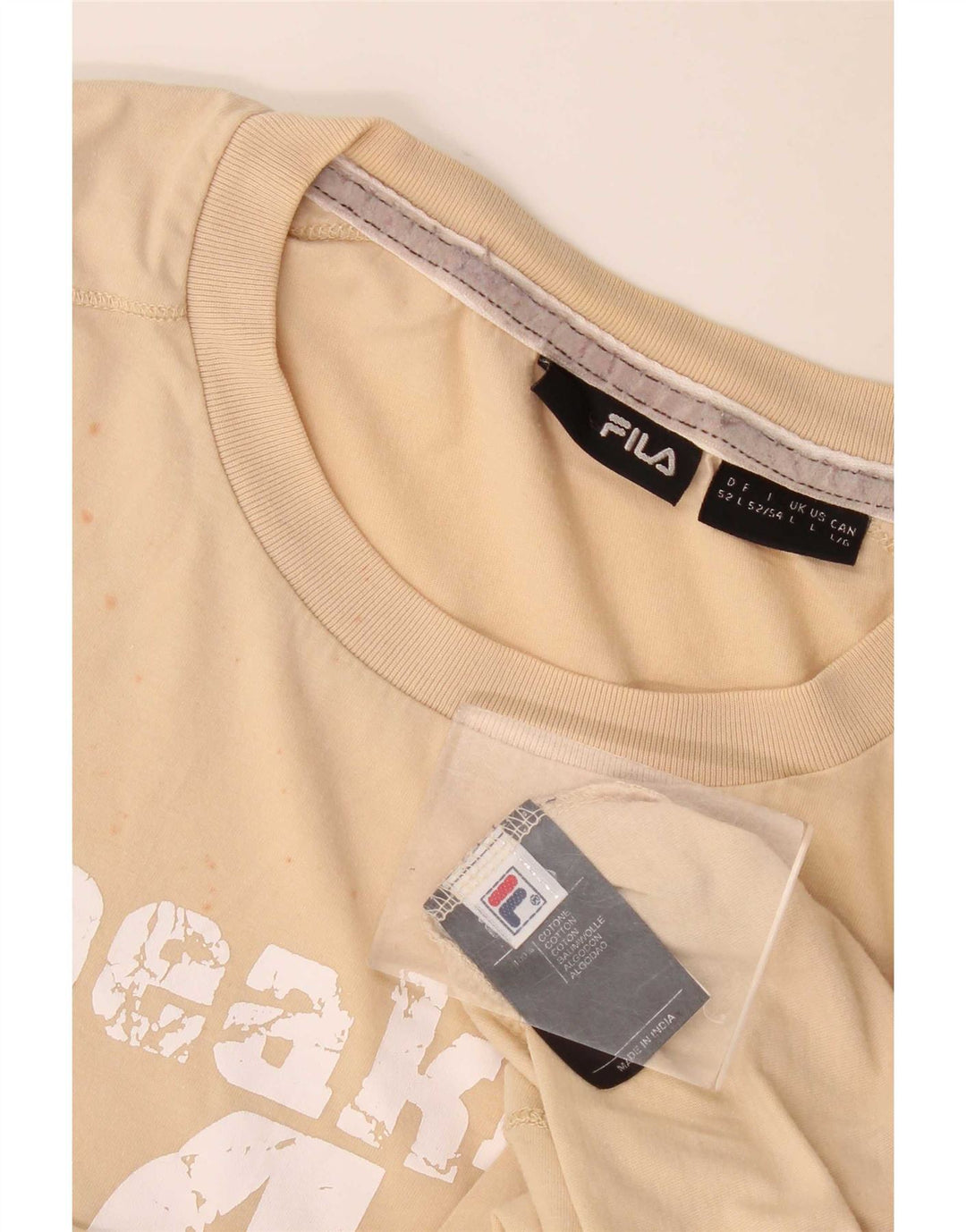 Fila Herre Grafisk T-Shirt Top Stor Beige Bomuld