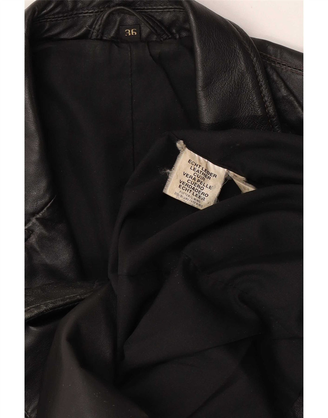 Vintage oversized læderfrakke til kvinder EU 36 lille sort læder