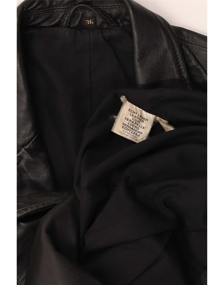Vintage oversized læderfrakke til kvinder EU 36 lille sort læder