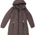 Dkny Dame Hætte Polstret Frakke UK 14 Medium Grå Polyester