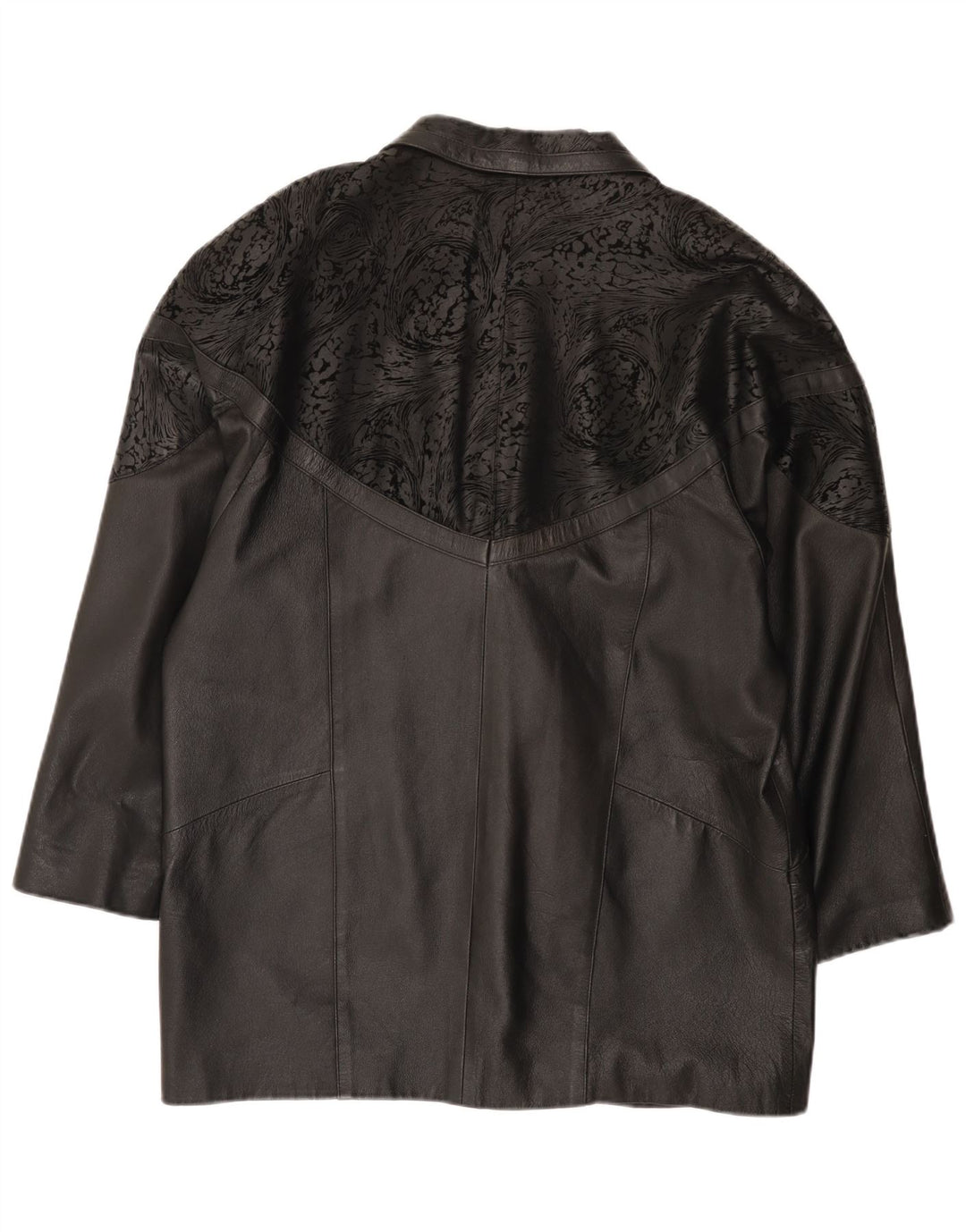 Vintage Dame Oversized Læderjakke IT 48 2XL Sort Læder