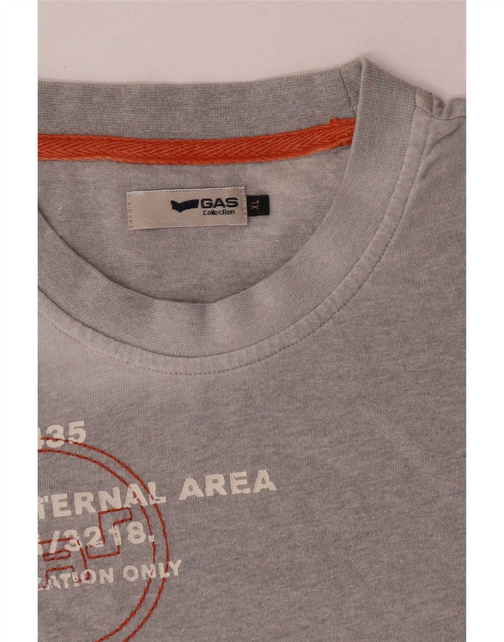 Gas Herre Grafisk T-Shirt Top XL Grå Colourblock