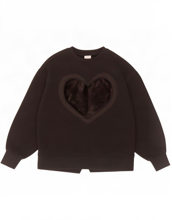 Zara Piger Loose Fit Grafisk Sweatshirt Jumper 11-12 år Sort hjerte