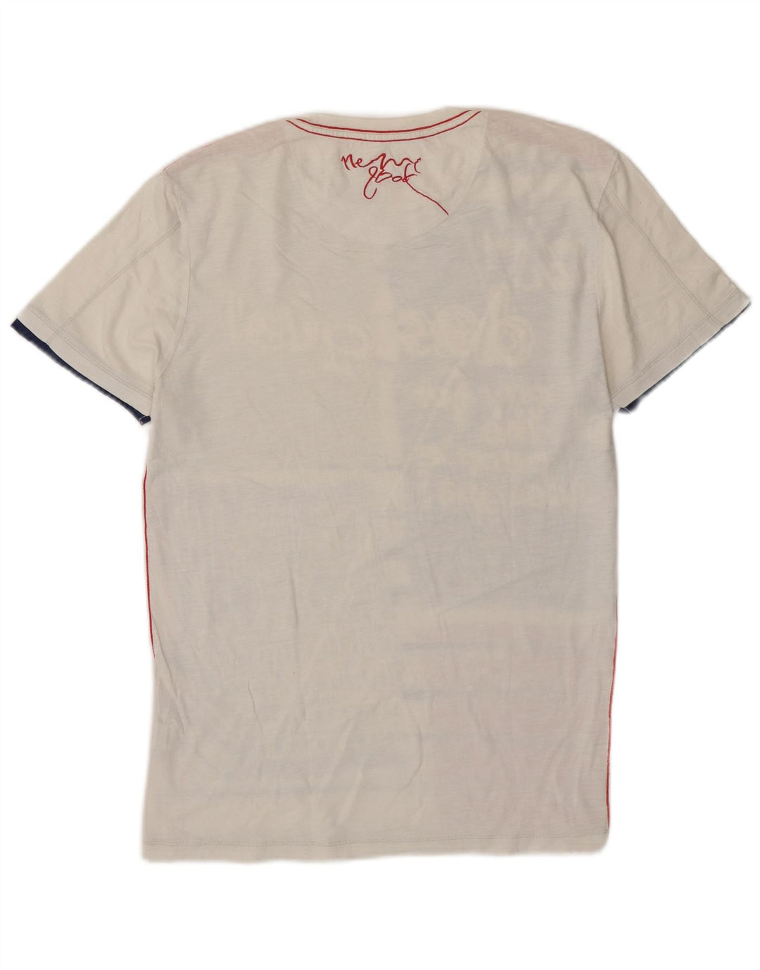 Desigual Herre grafisk T-shirt Top Lille hvid Colourblock Bomuld