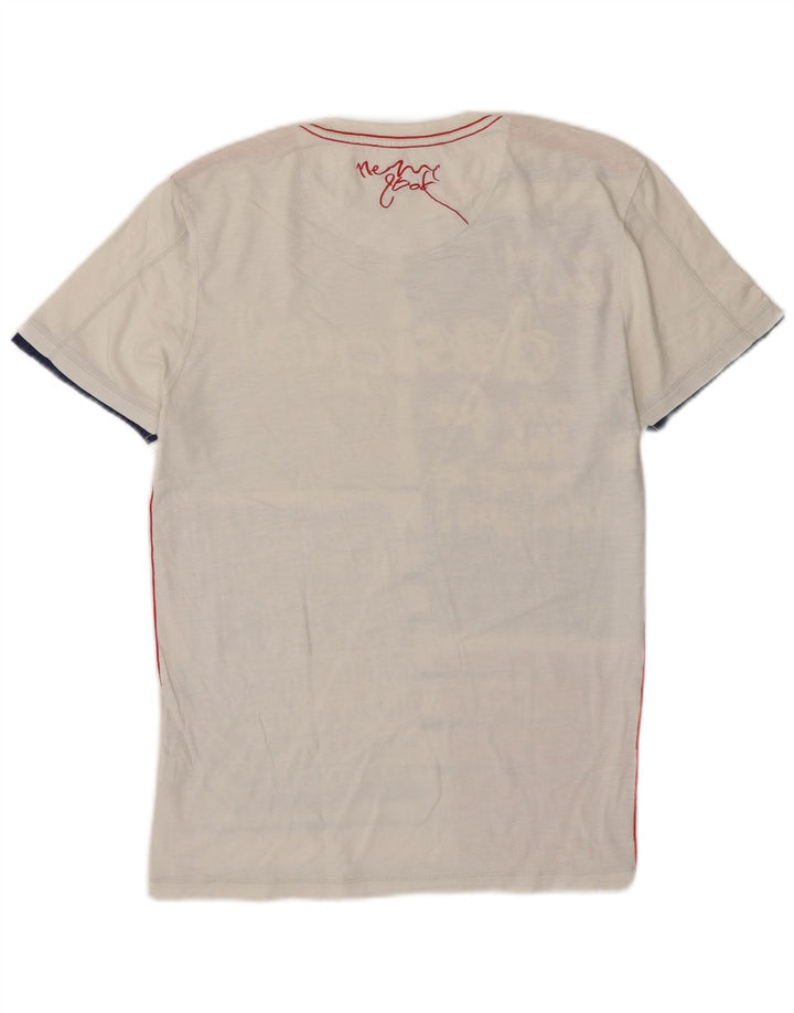 Desigual Herre grafisk T-shirt Top Lille hvid Colourblock Bomuld