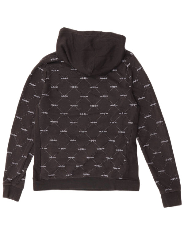 Adidas Graphic Hoodie Jumper UK 8/10 Small Black Bomuld