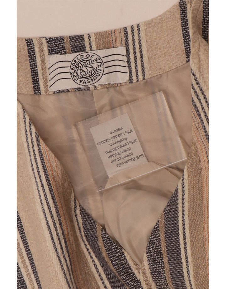 Vintage vest til mænd, stor beige stribet bomuld