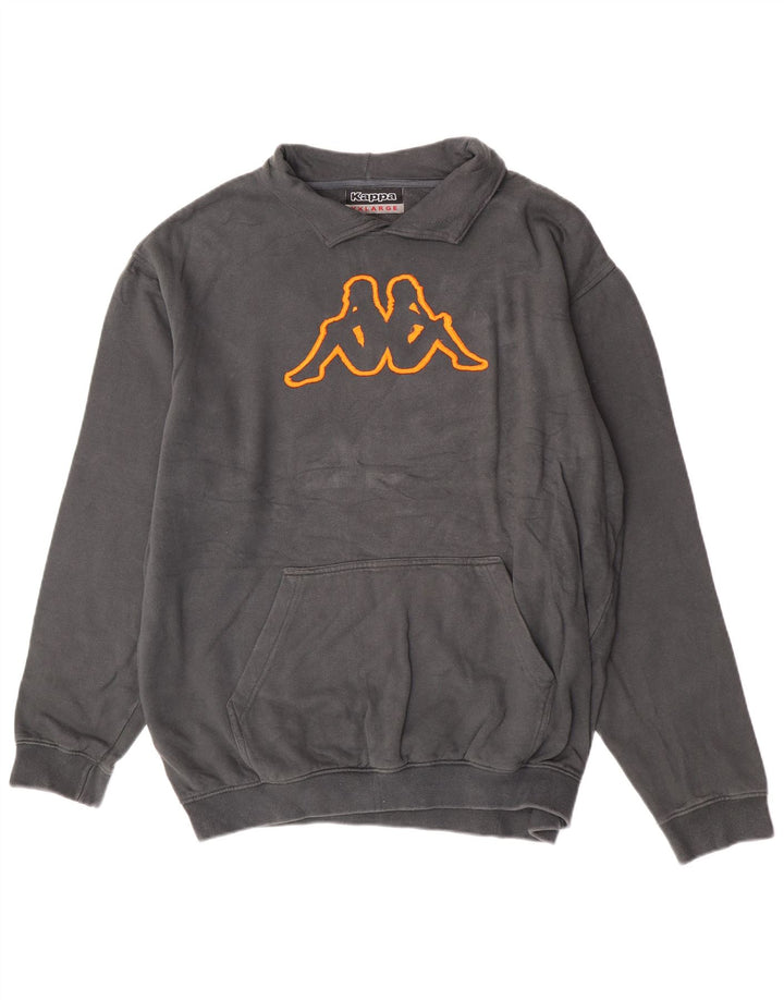 Kappa Herre Polo Neck Sweatshirt Jumper 2XL Grå Bomuld