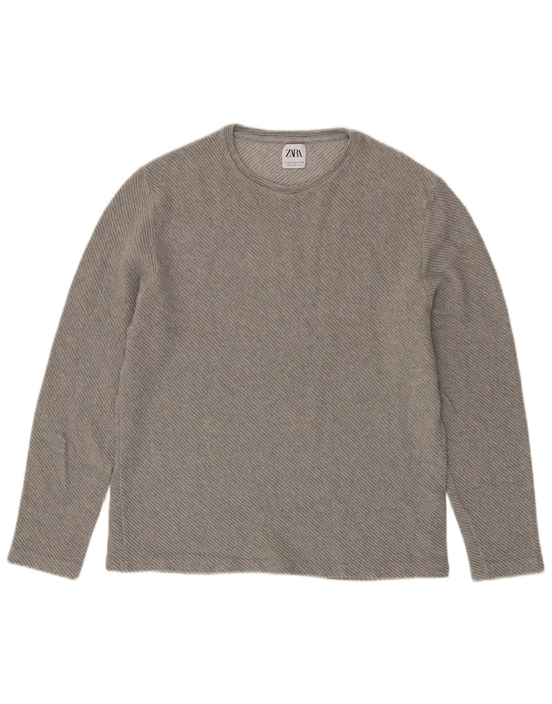 Zara Dame Top Langærmet UK 18 XL Grå Bomuld