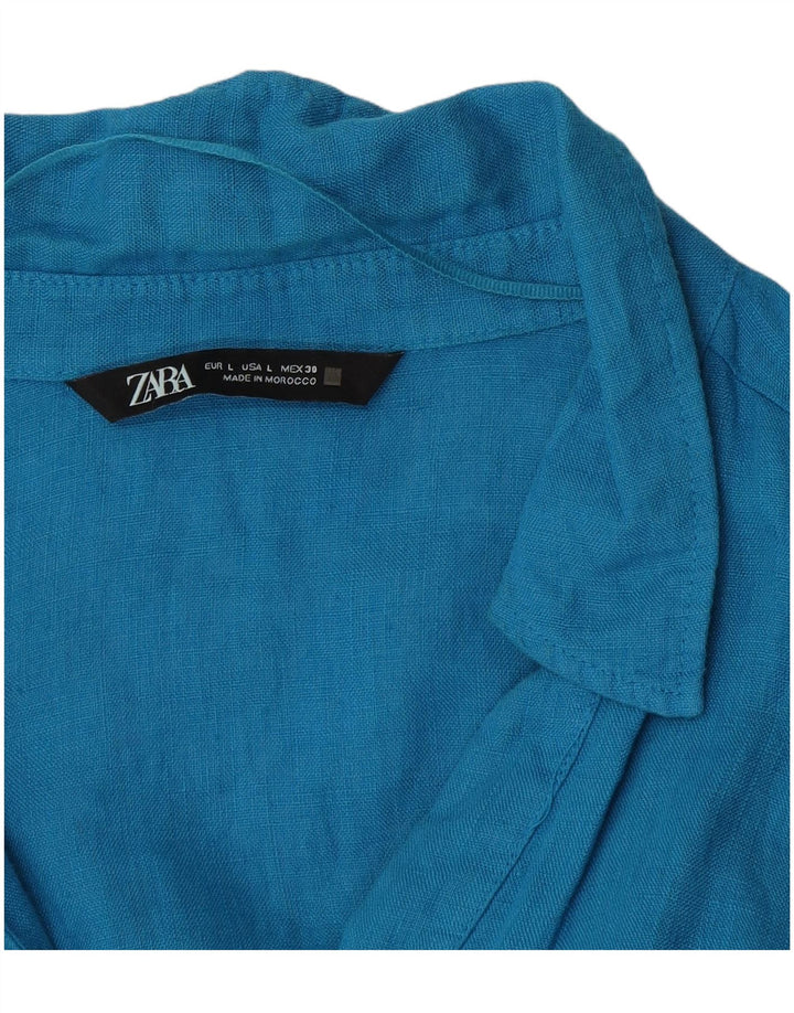 ZARA Dame Pullover Shirt UK 16 Large Blue