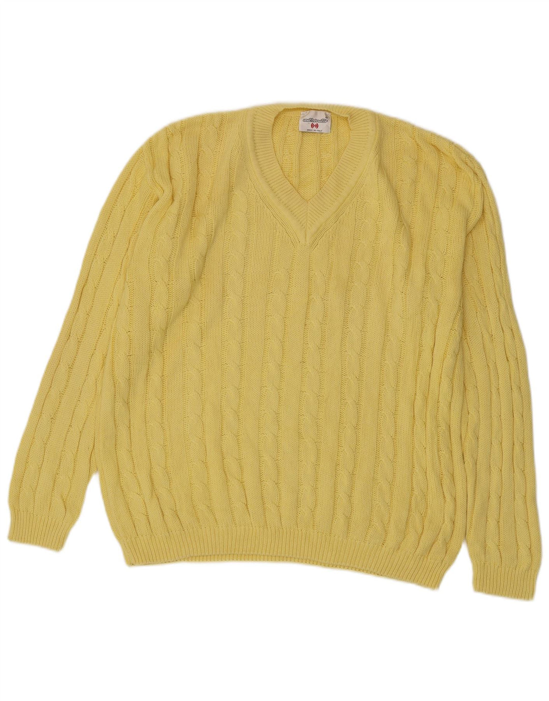 MARRONETTO Herre V-hals sweater Medium Gul Bomuld