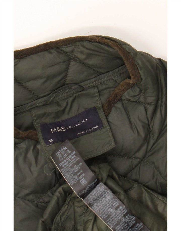 Marks & Spencer Quiltet, polstret frakke til kvinder UK 18 XL Khaki Polyamid