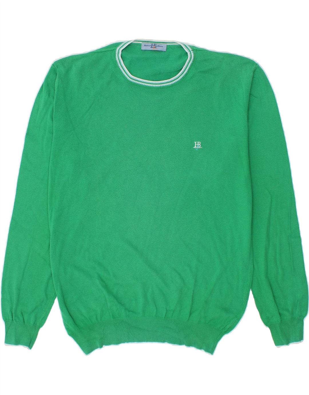 HARMONT & BLAINE Mens Crew Neck Jumper Sweater Large Green Cotton Vintage Harmont & Blaine and Second-Hand Harmont & Blaine from Messina Hembry 
