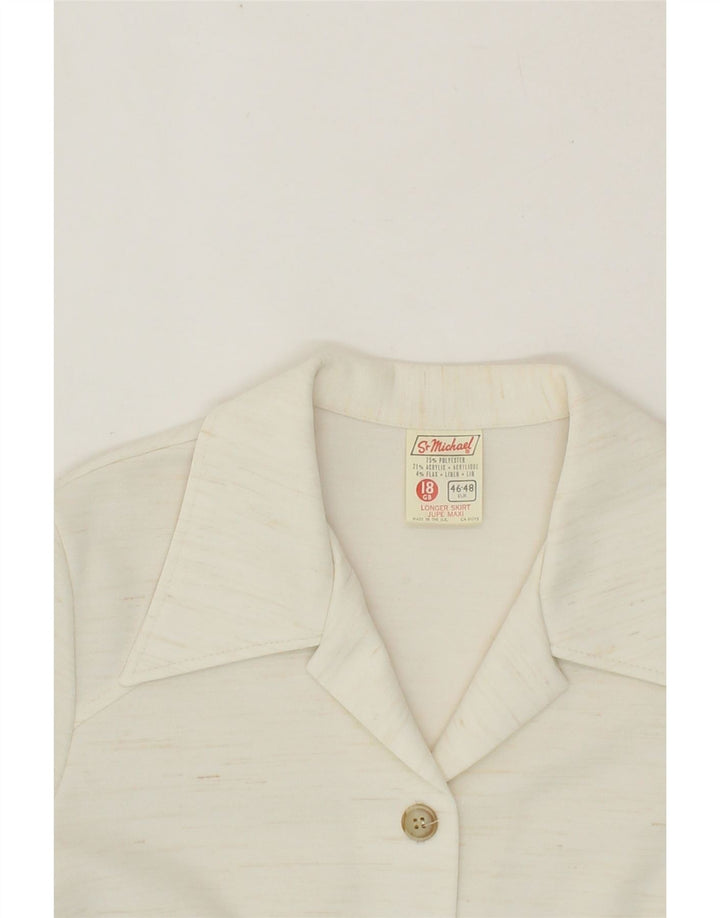 ST MICHAEL Womens 6 Button Short Sleeve Blazer Jacket UK 18 XL Off White Vintage St Michael and Second-Hand St Michael from Messina Hembry 