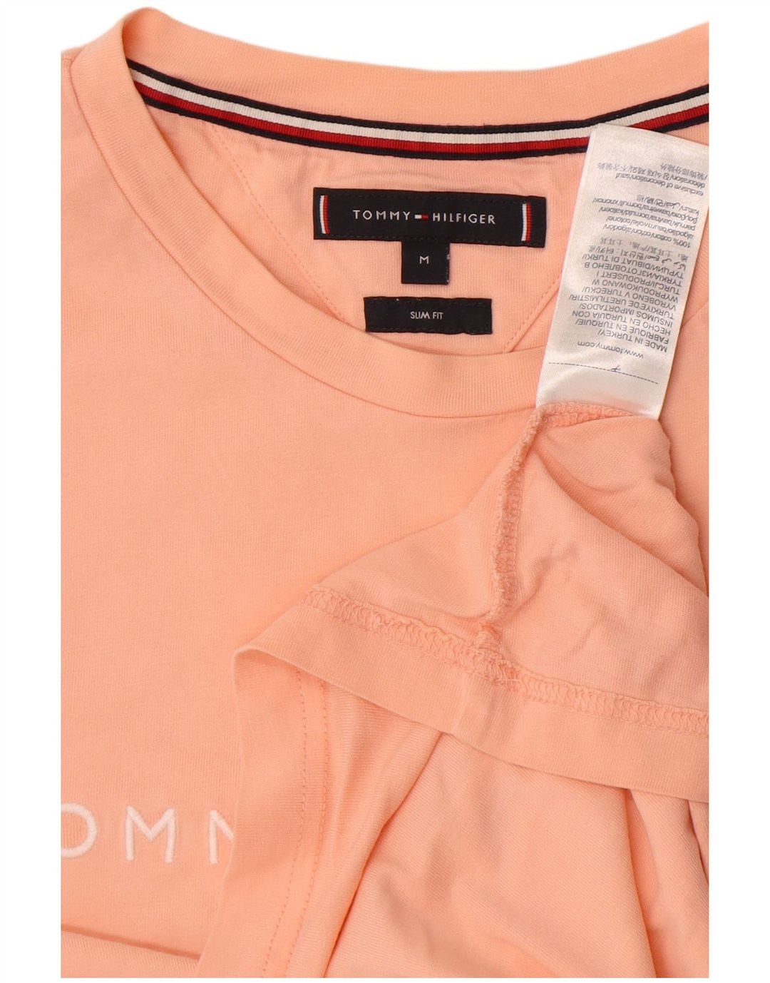 Tommy Hilfiger Herre Slim Fit Grafisk T-shirt Top Medium Pink Bomuld