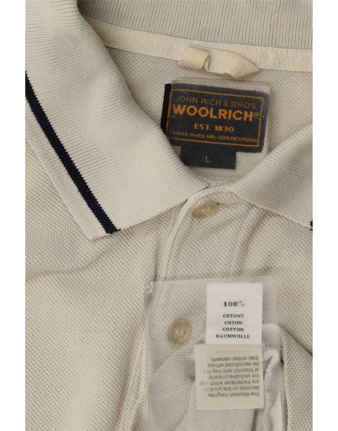 Woolrich Herre Polo Shirt Stor Beige Bomuld