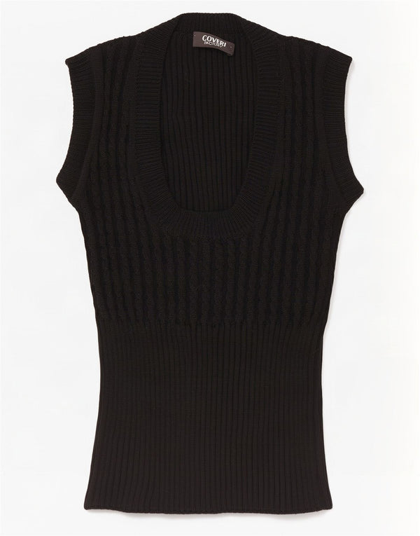 Coveri Dame Vest Tank Top UK 4 XS Sort Uld