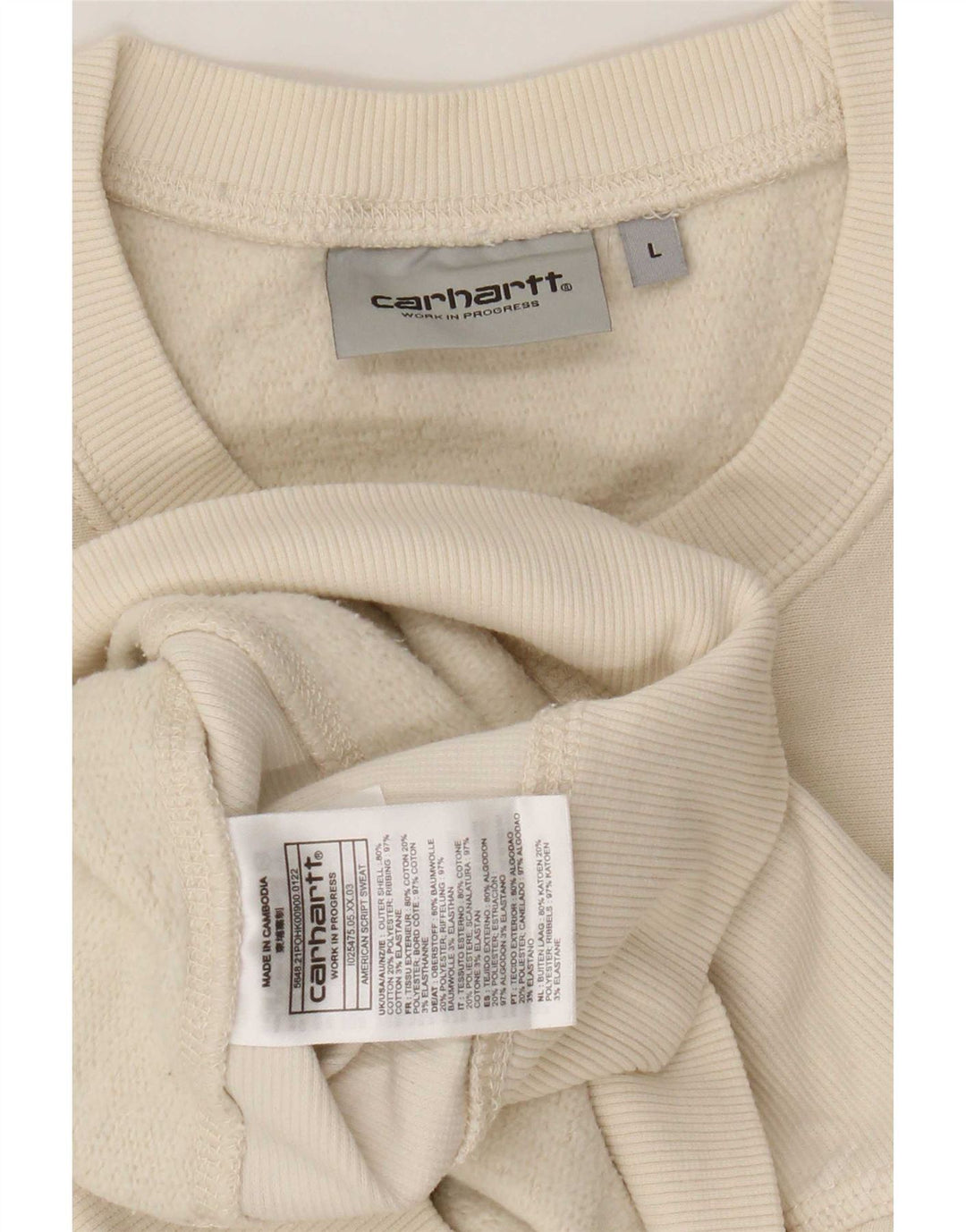 Carhartt Herre Sweatshirt Jumper Stor Beige Bomuld