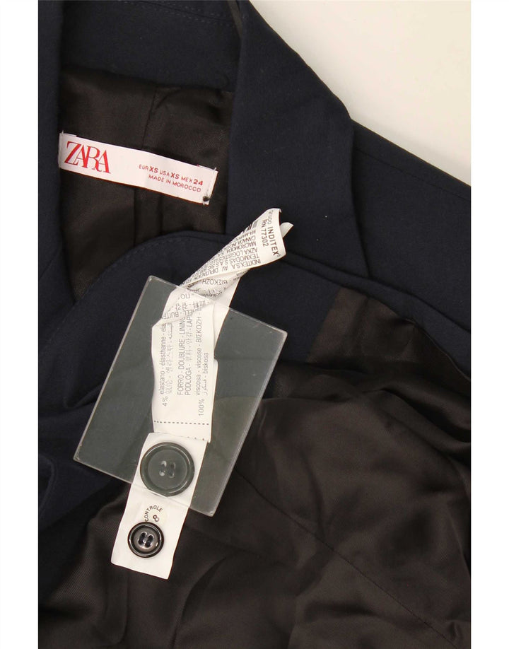 Zara Dame 2-knaps oversize blazerjakke UK 6 XS marineblå viskose