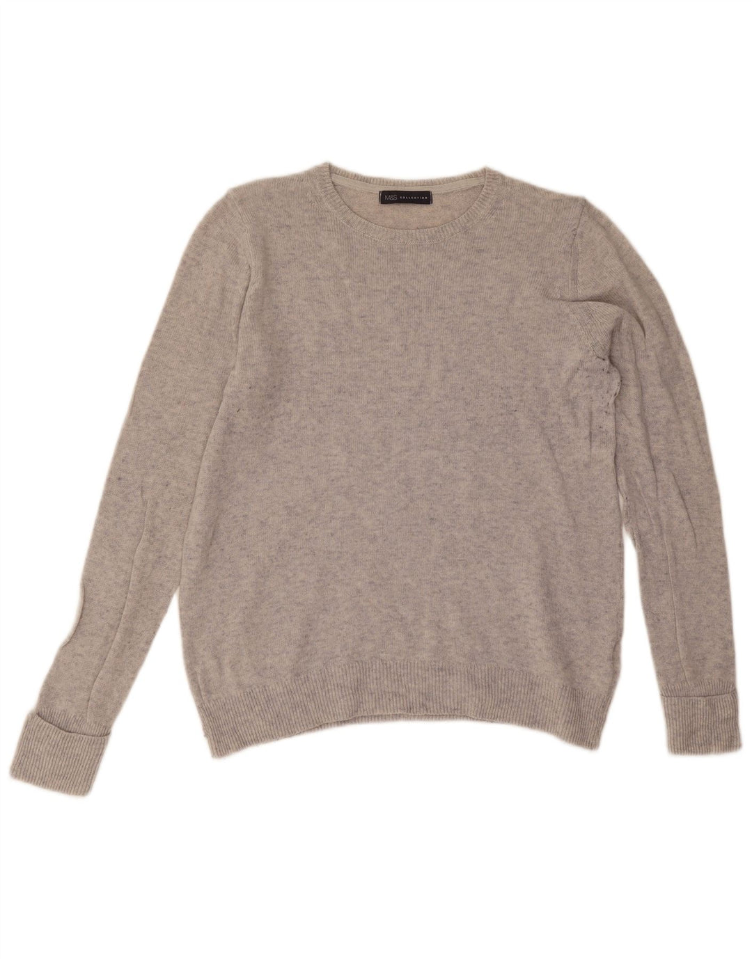 Marks & Spencer Dame Boat Neck Jumper Sweater UK 14 Large Grey Flecked