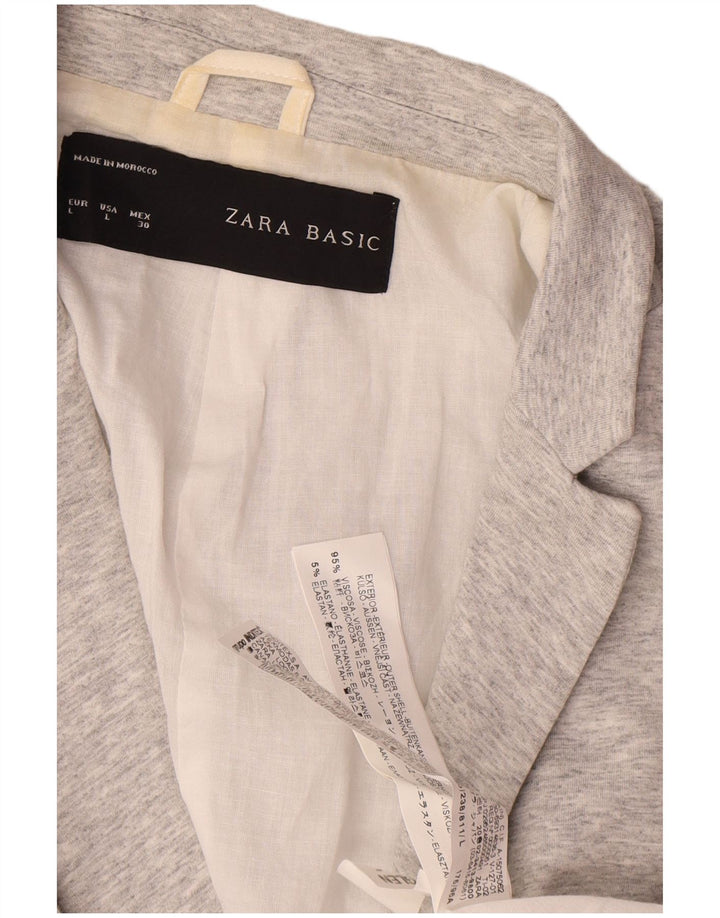 Zara Dame 1 Knap Blazer Jakke UK 14 Stor Grå Viscose