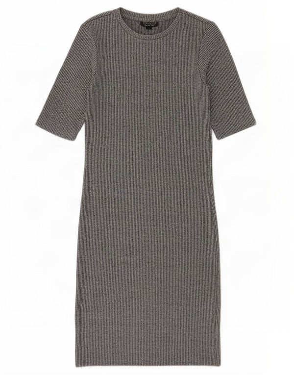 Topshop Dame Kortærmet Jumper Kjole UK 10 Lille Grå Polyester