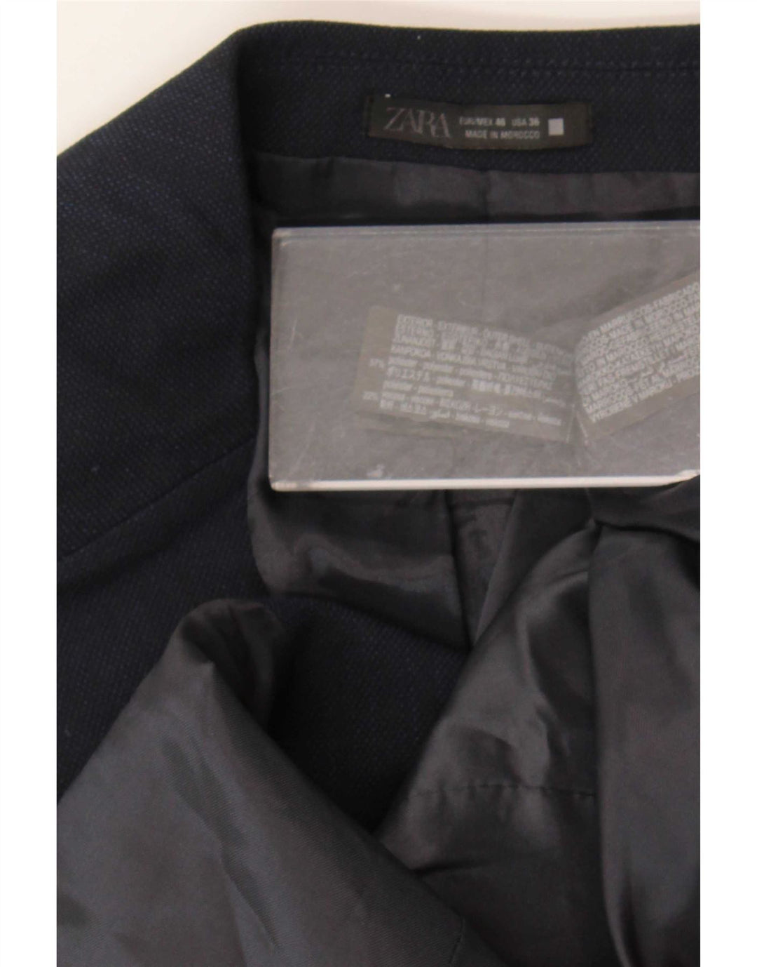 Zara Herre 2-knaps blazerjakke EU 46 Lille marineblå polyester
