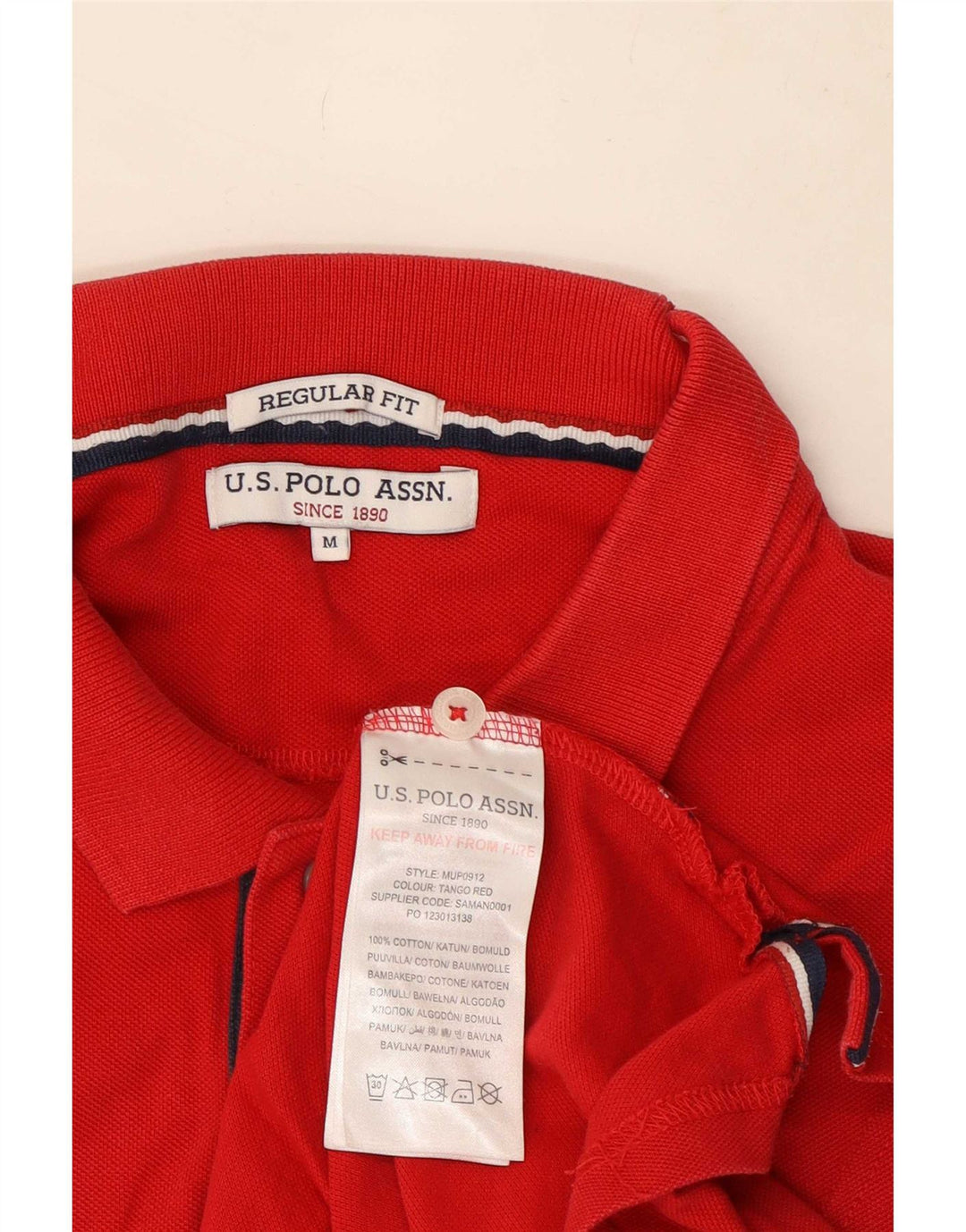 U.S. Polo Assn. Herre grafisk Regular Fit skjorte medium rød bomuld