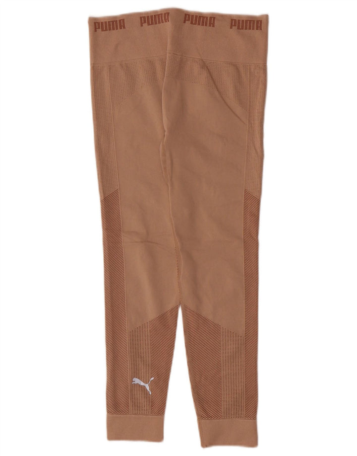 Puma Womens Crop Graphic Leggings UK 12 Medium Beige Geometrisk Nylon