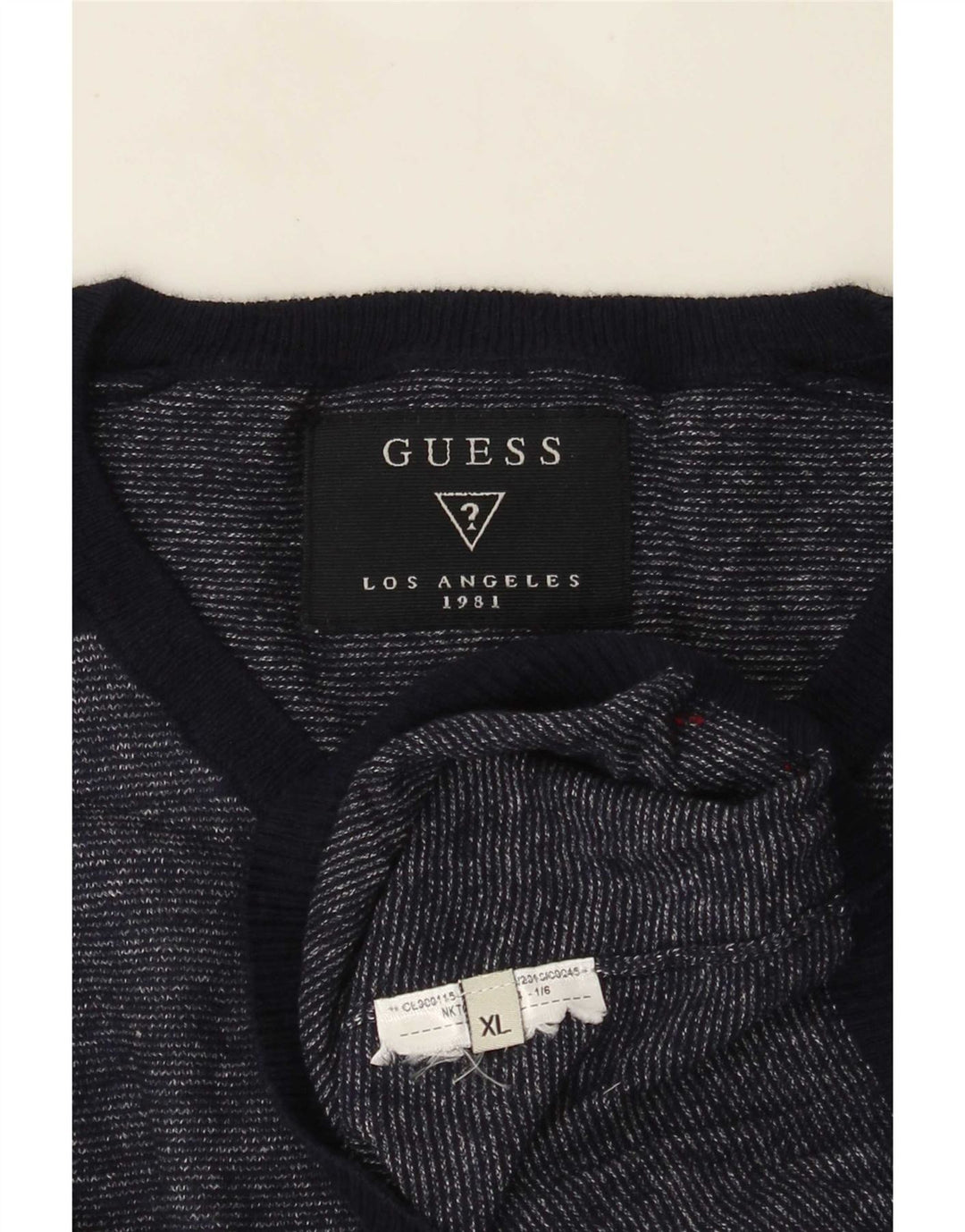 Guess Herre V-hals sweater XL Navy Blue Flecked