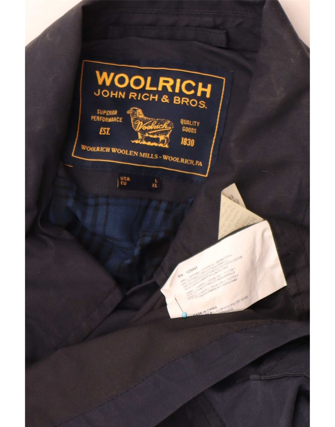 Woolrich Trench Coat til kvinder UK 18 XL Marineblå Bomuld