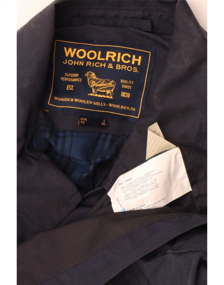 Woolrich Trench Coat til kvinder UK 18 XL Marineblå Bomuld