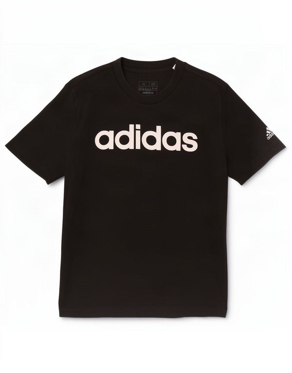 Adidas Dame Slim Fit Grafisk T-Shirt Top UK 20/22 XL Sort Bomuld