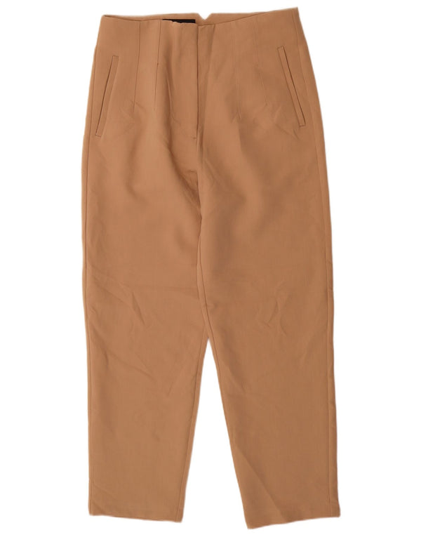Zara kvinders højtaljede koniske jakkesætsbukser Large W30 L27 Beige Polyester