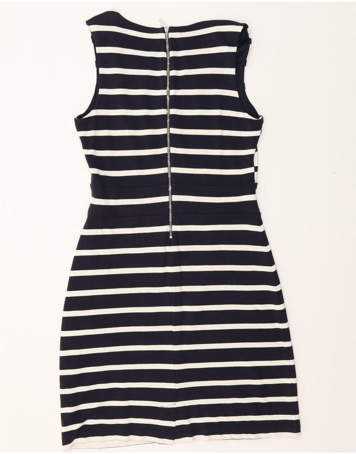 TOMMY HILFIGER Dame Ærmeløs Skede Kjole UK 14 Stor hvid stribet