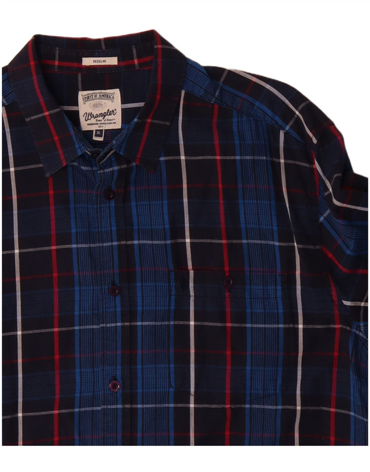Wrangler herre Regular Fit skjorte XL marineblå ternet bomuld