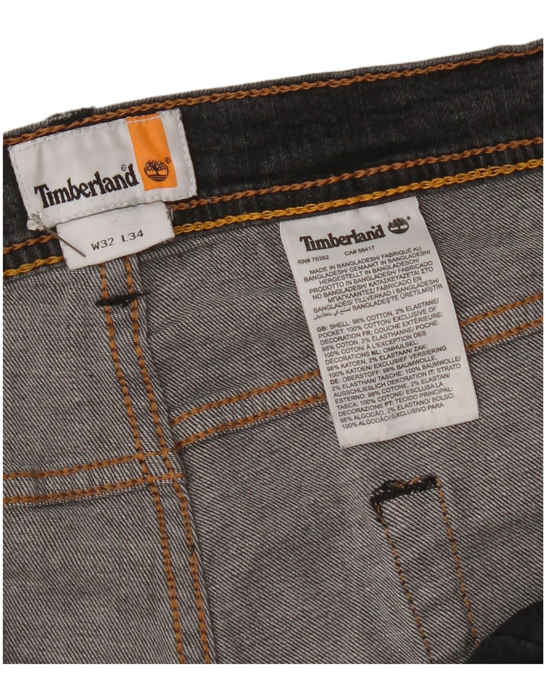 Timberland Mens Slim Jeans W32 L34 Grå Bomuld