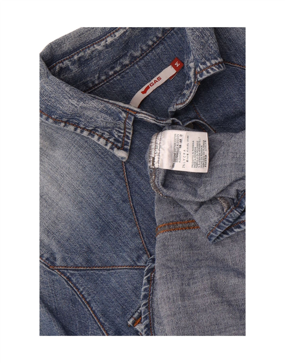 Gas Dame Denim Shirt UK 12 Medium Blue Cotton
