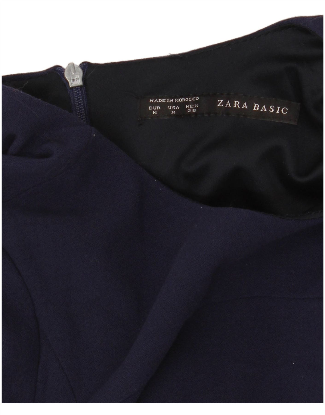 Zara 3/4 ærmer basiskjole til kvinder UK 12 Medium Navy Blue