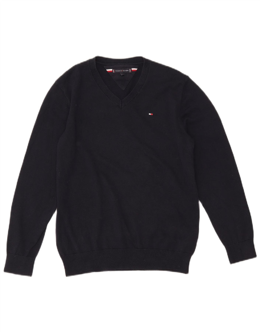 TOMMY HILFIGER drenge sweater med v-hals 11-12 år marineblå bomuld