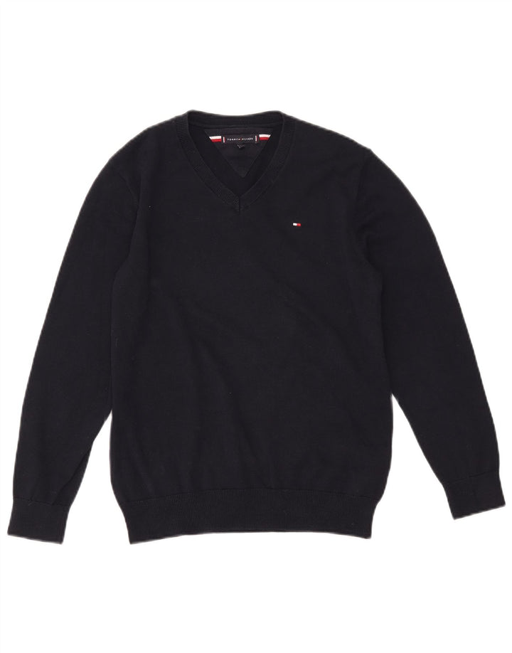TOMMY HILFIGER drenge sweater med v-hals 11-12 år marineblå bomuld
