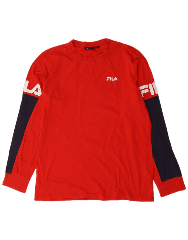 Fila Herre Grafisk Top Langærmet Stor Rød Colourblock Bomuld