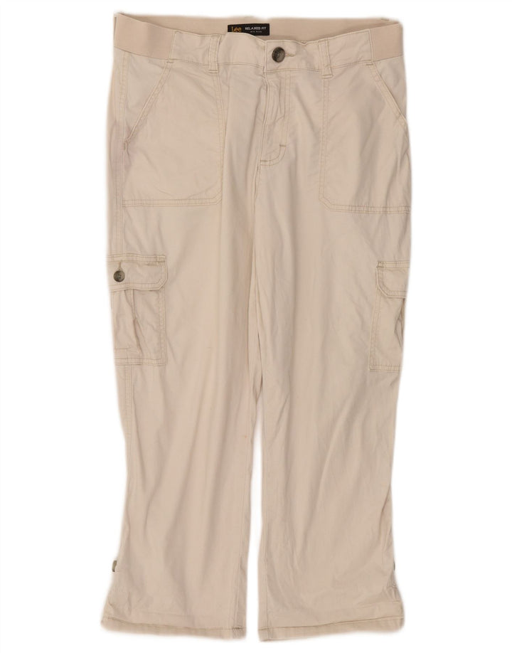 Lee Womens Relaxed Fit Capri Bukser US 10 Medium W32 L22 Off White