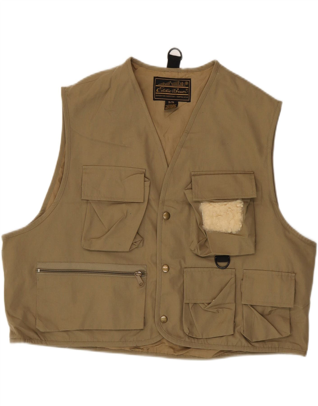 EDDIE BAUER Kvinder Oversized Utility Gilet UK 18 XL Beige Bomuld