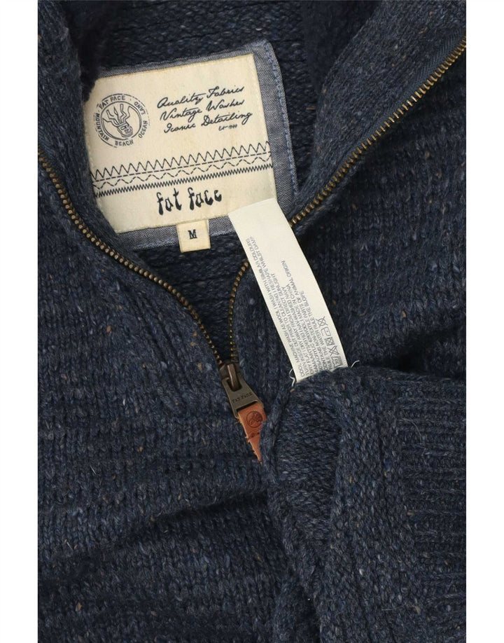 Fat Face Herre Zip Neck Jumper Sweater Medium Blue Akryl